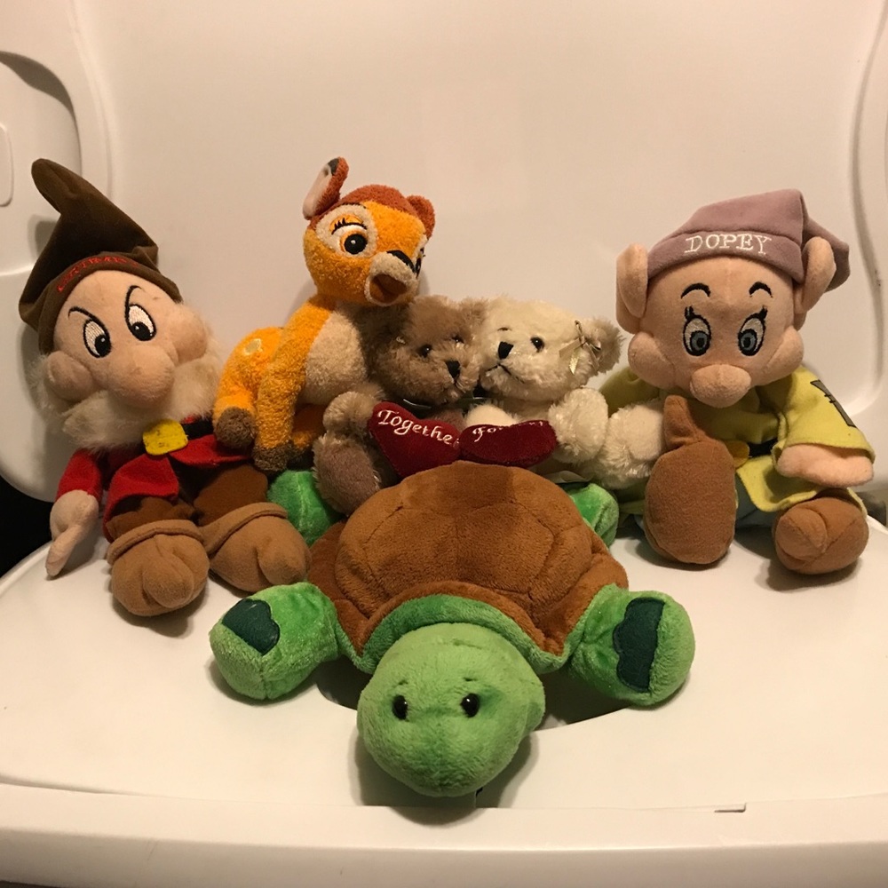 Plush Toys Lot- including Grumpy, Dopey, & Bambi